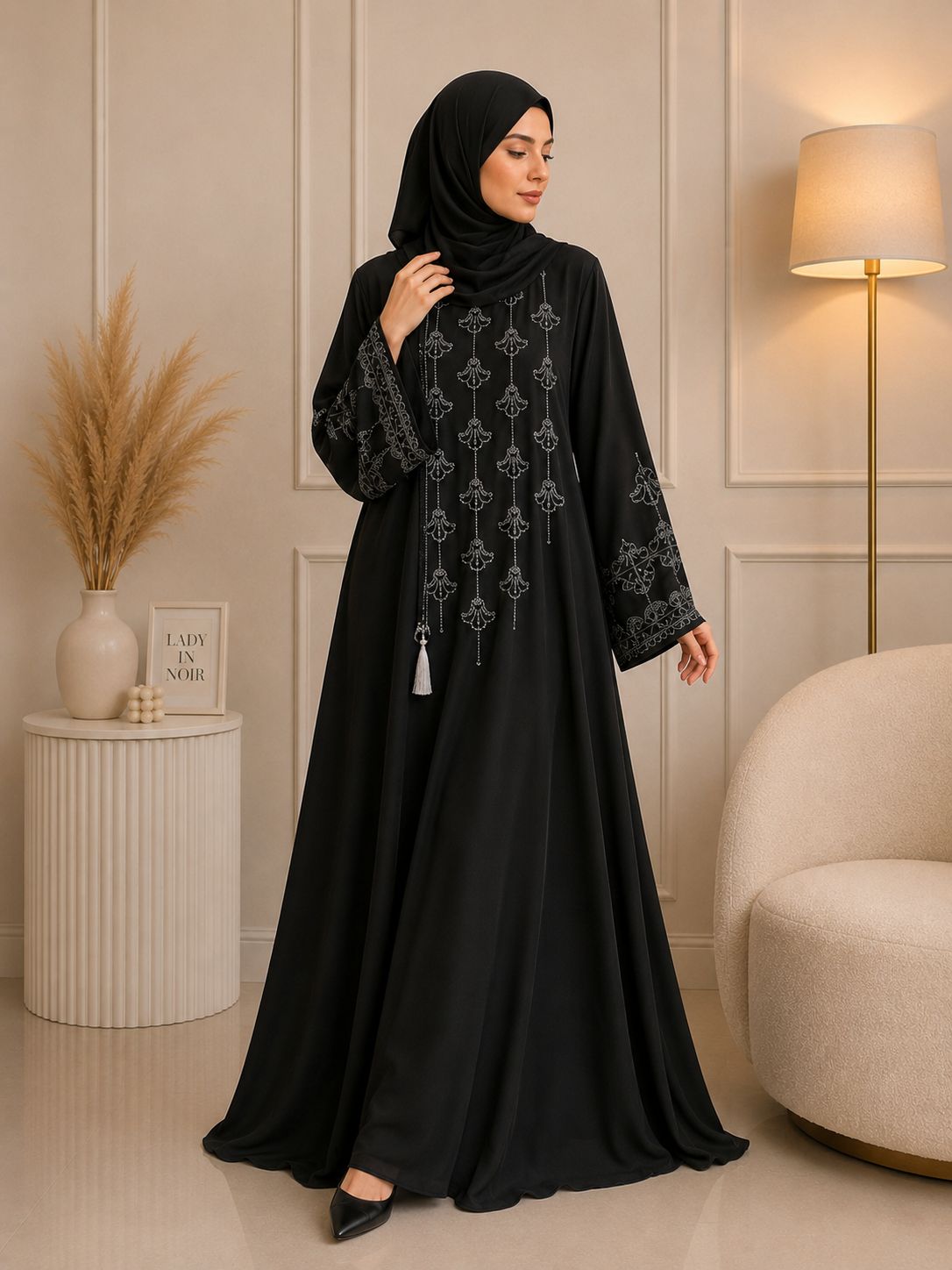 8283 - RUBINAH FULLY CLOSED ABAYA | BLACK