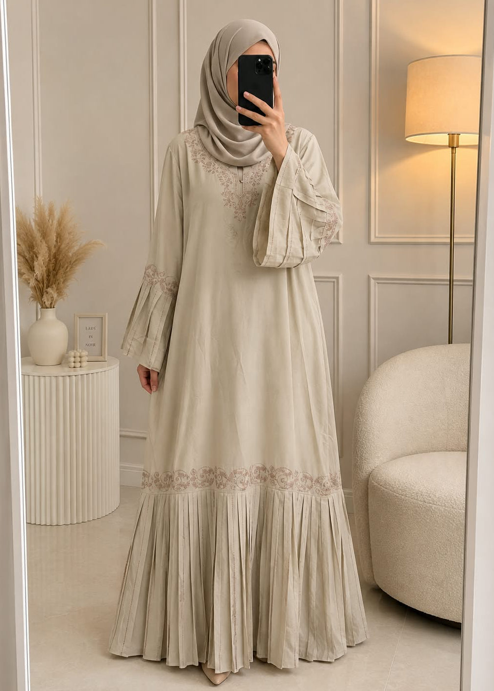 6669 - SONI FRILL ABAYA | LITE NUDE