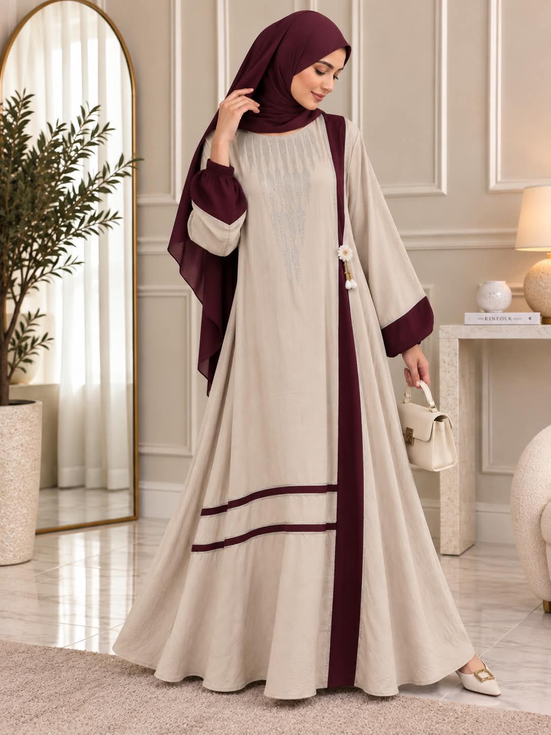004 - TAZIA FULLY CLOSED ABAYA | NUDE