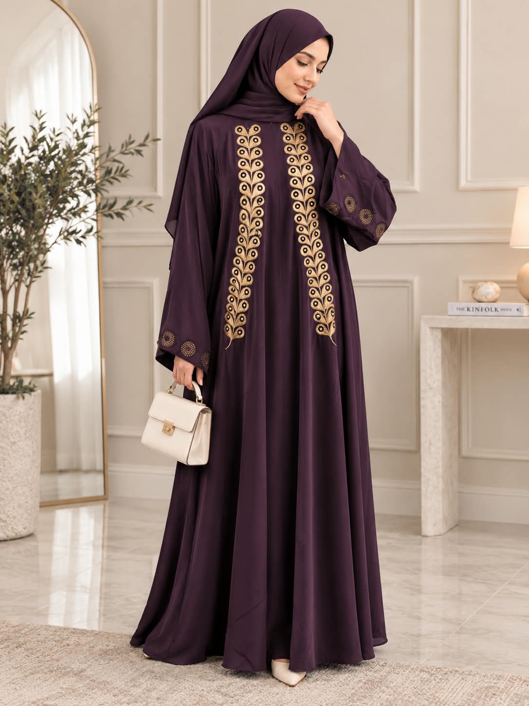 007 - RAIBA FULLY CLOSED ABAYA | PURPLE