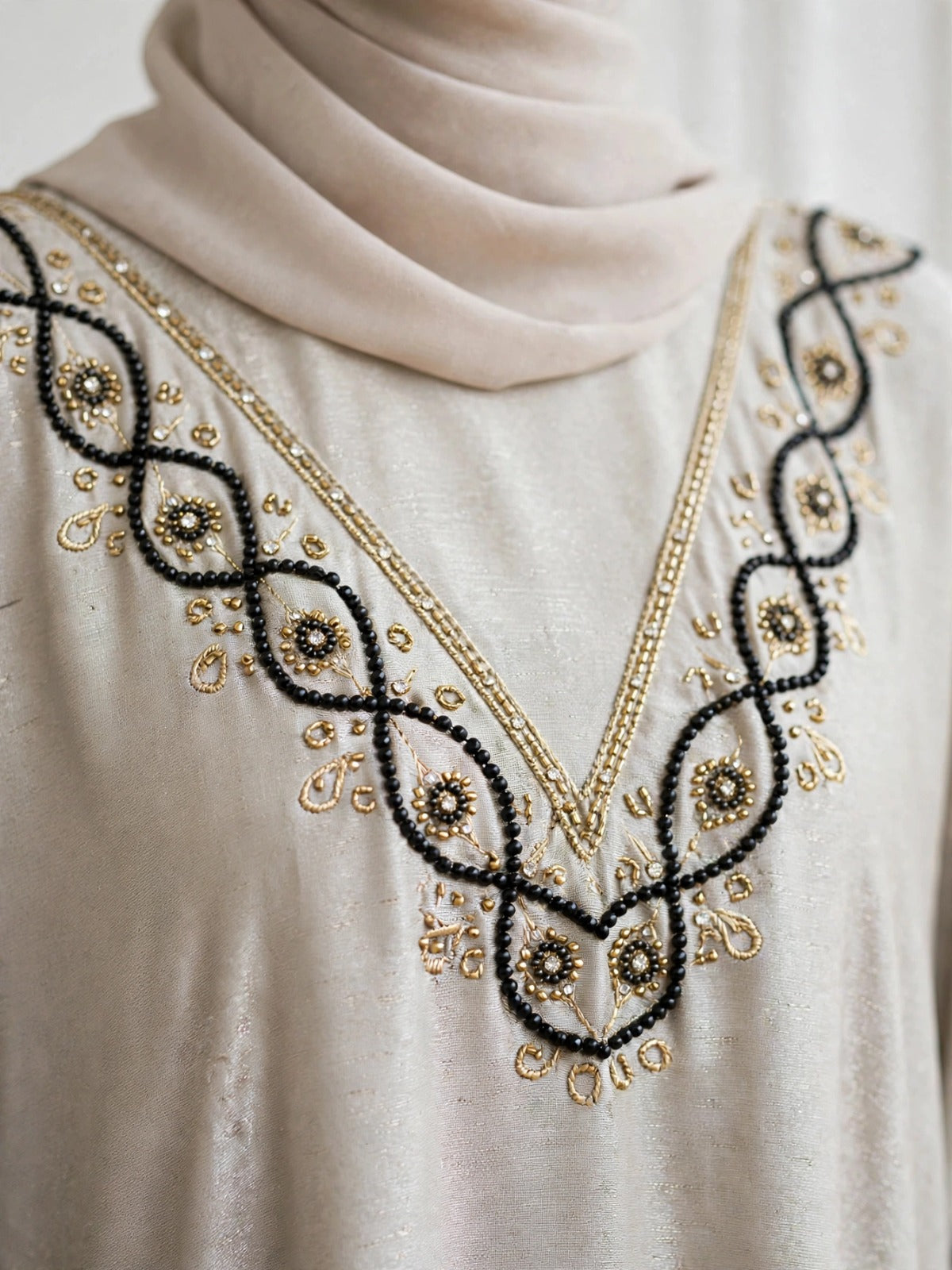 GULAFSHA HANDWORK ABAYA | NUDE