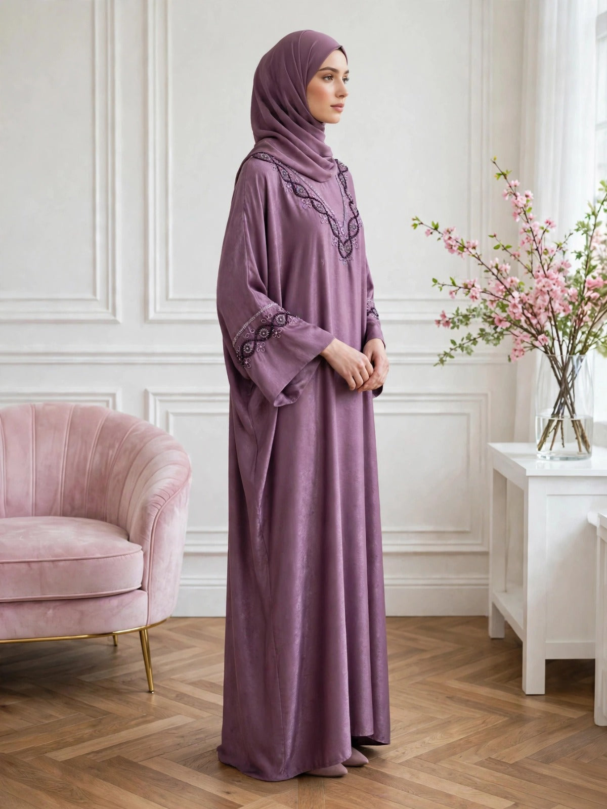 GULAFSHA HANDWORK ABAYA | PINK