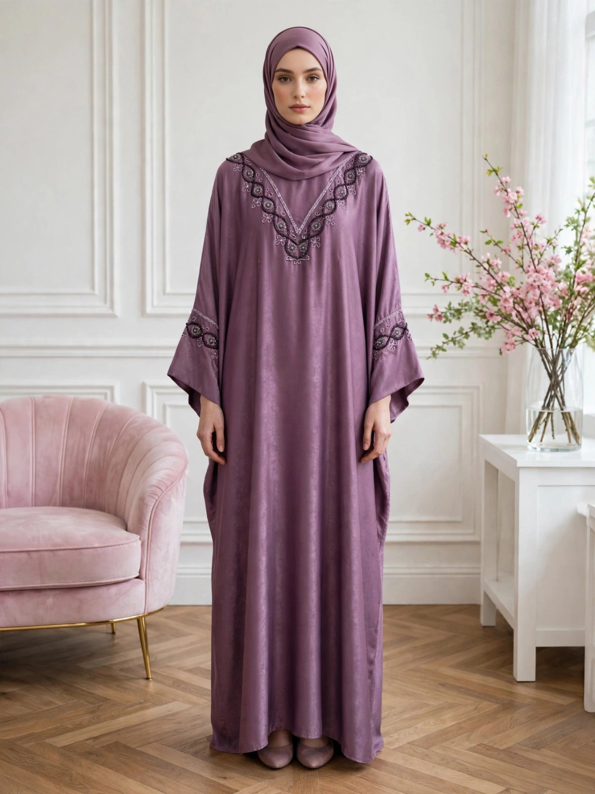 GULAFSHA HANDWORK ABAYA | PINK
