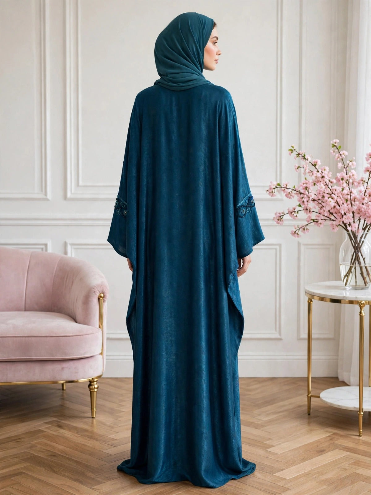 GULAFSHA HANDWORK ABAYA | TEAL