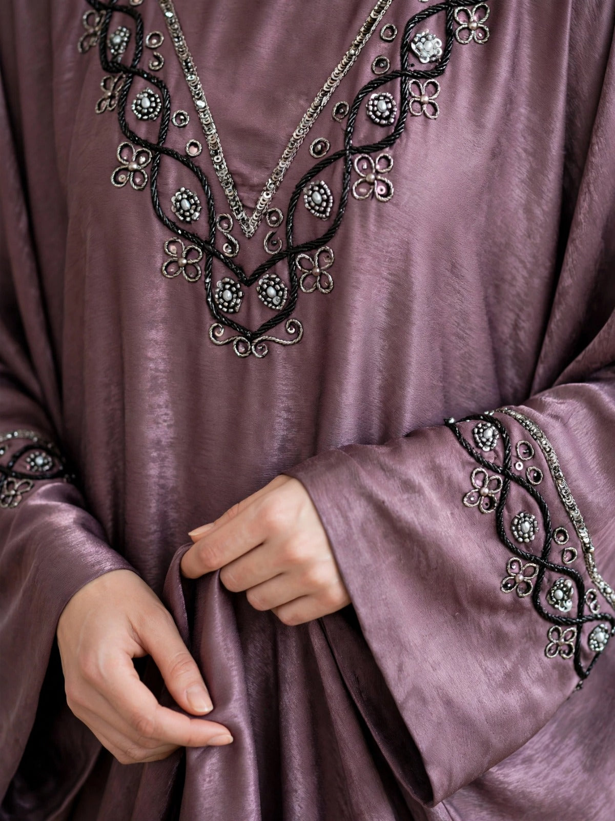 GULAFSHA HANDWORK ABAYA | DUSTY PINK