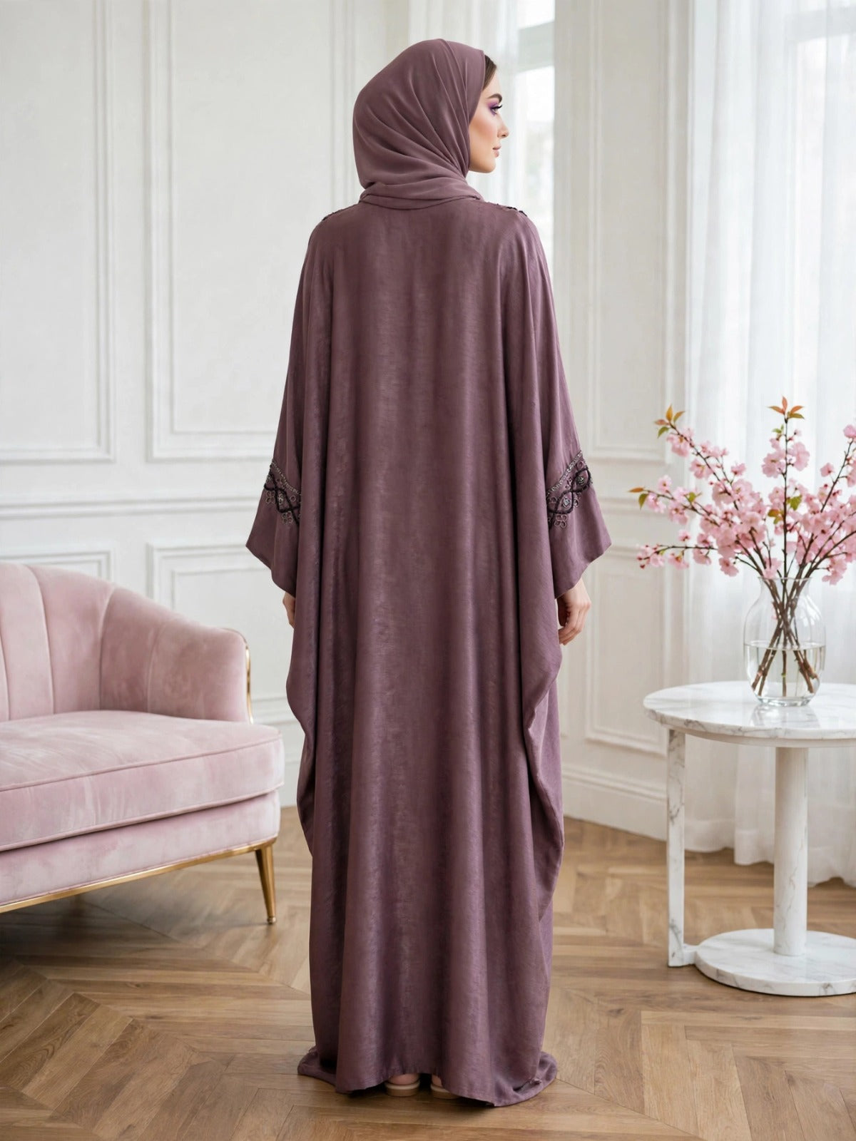 GULAFSHA HANDWORK ABAYA | DUSTY PINK
