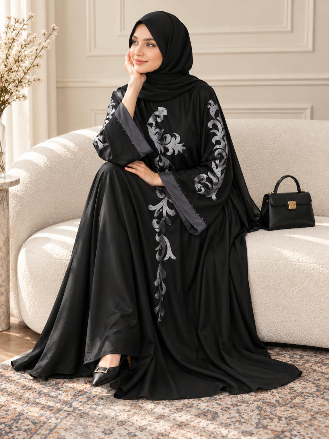018 - IZRAH EMBROIDERY ABAYA | BLACK