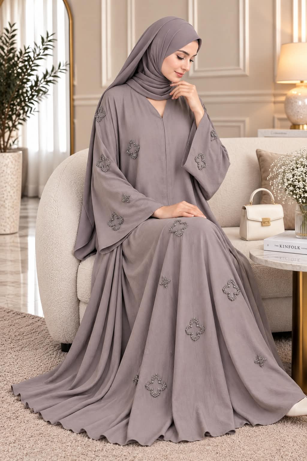 030 - DUREFISHAN FULLY CLOSED ABAYA | GRAY