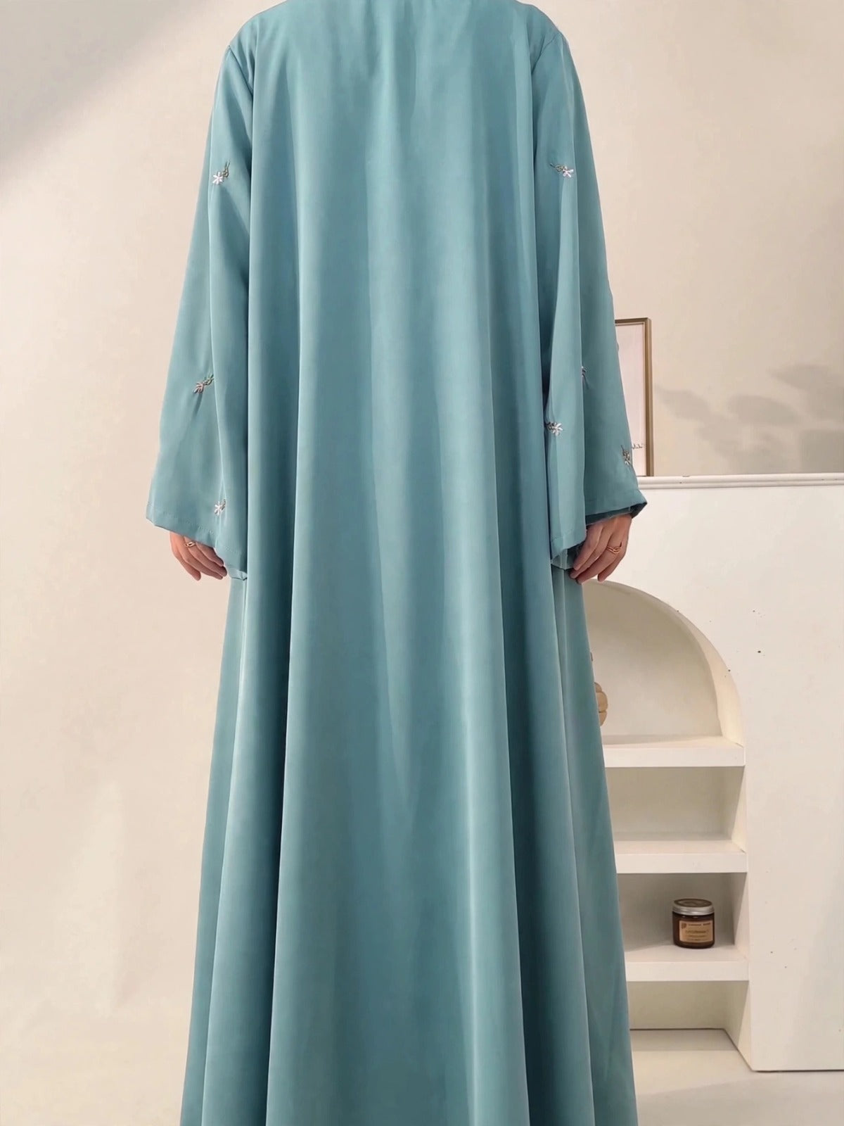 UMAIMA DOUBLE SHRUG ABAYA | SAND GRAY