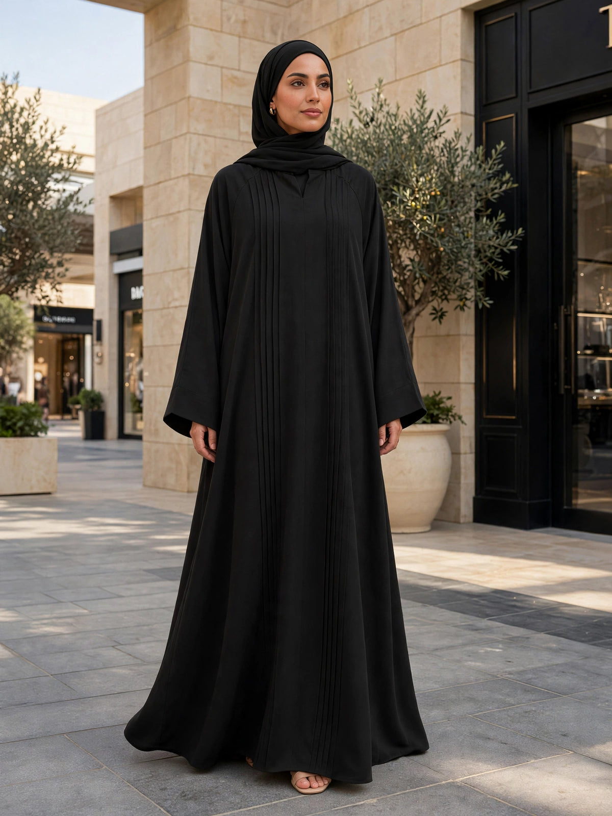 SHARJEENA FULLY CLOSED ABAYA | BLACK
