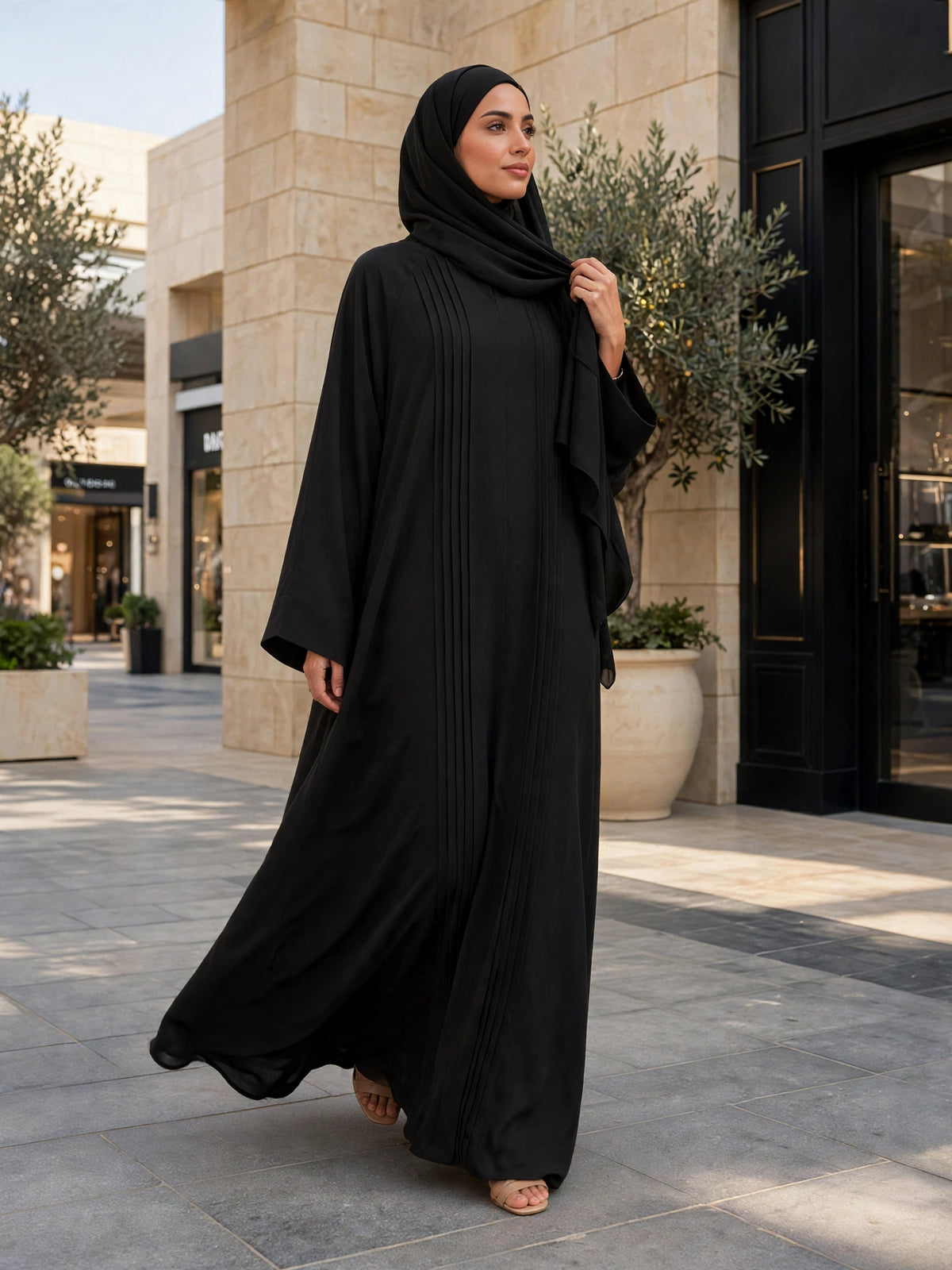 SHARJEENA FULLY CLOSED ABAYA | BLACK