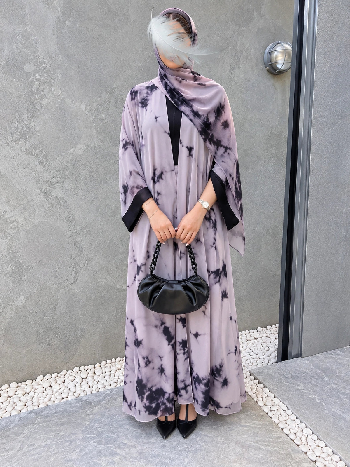 TAI DIE DOUBLE SHRUG ABAYA | PEACH