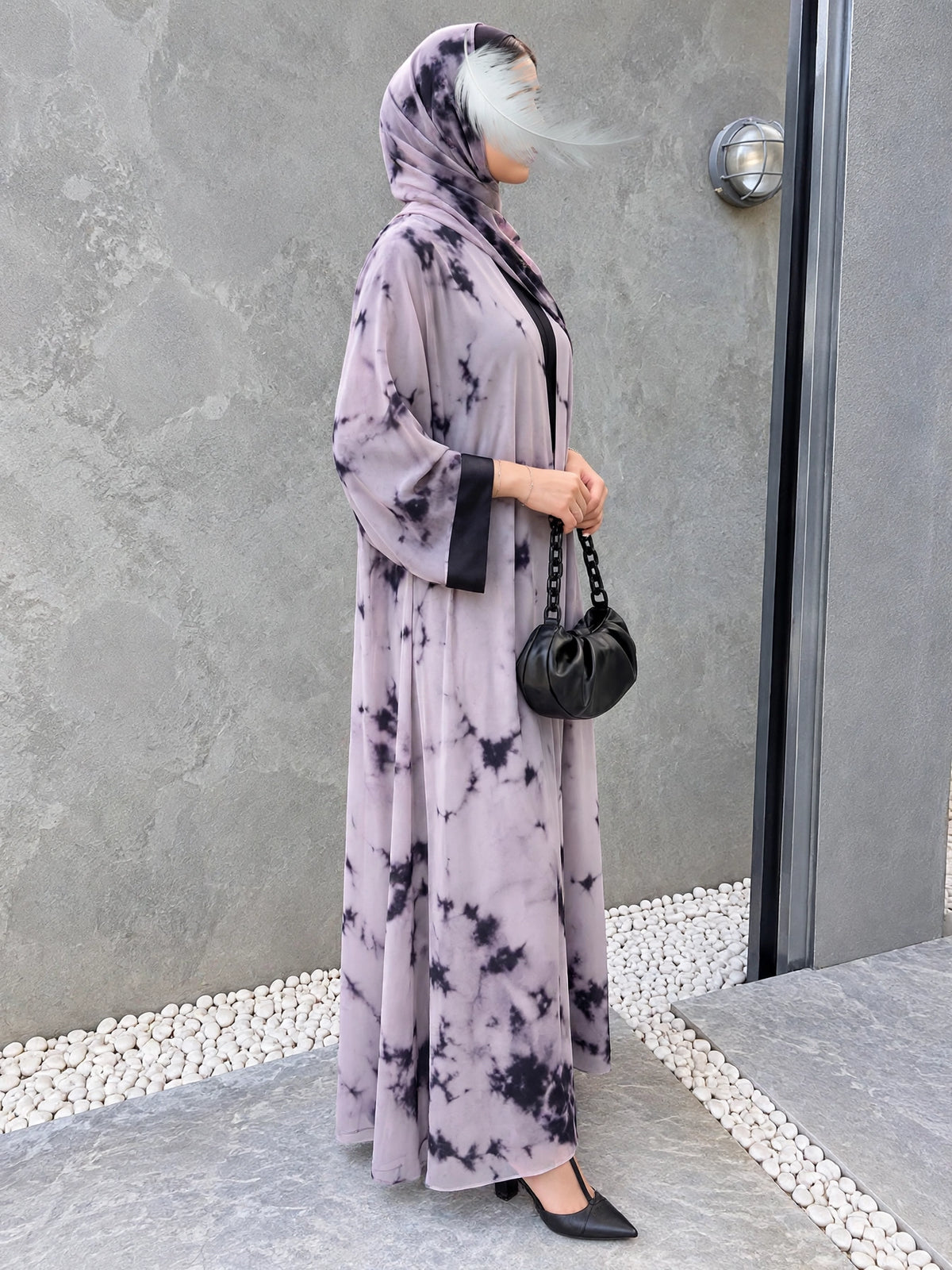 TAI DIE DOUBLE SHRUG ABAYA | PEACH