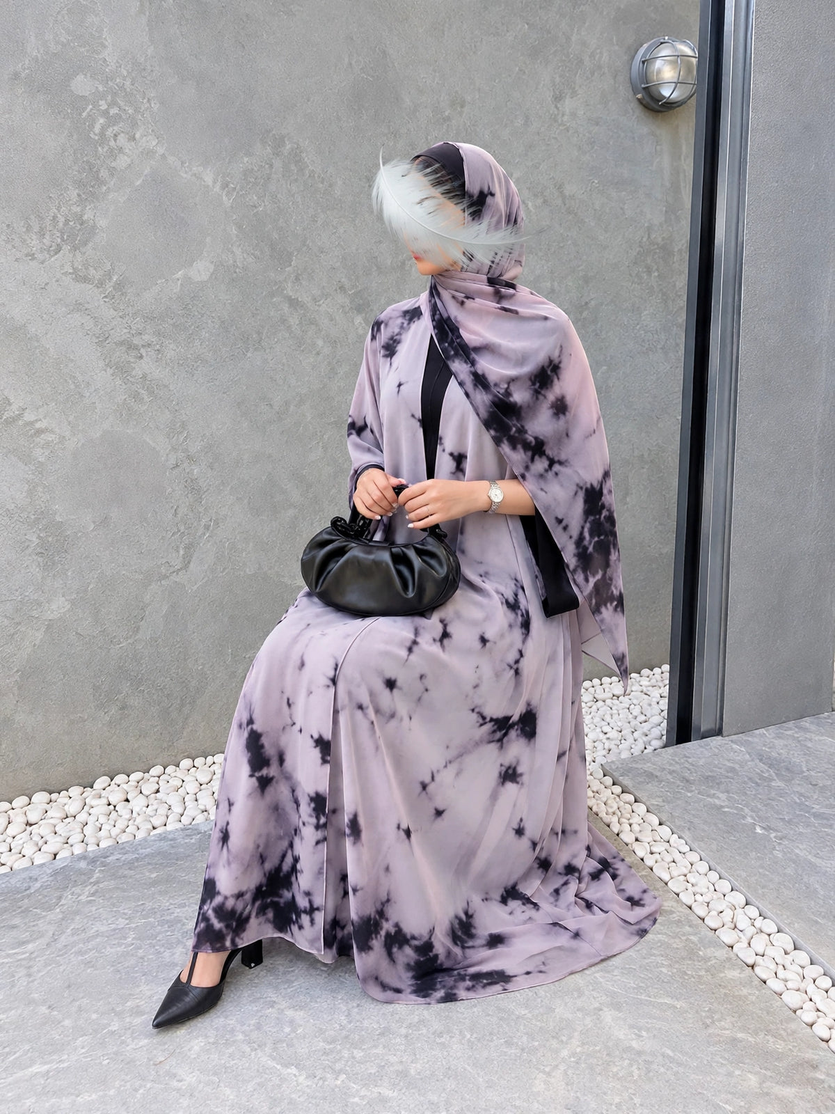TAI DIE DOUBLE SHRUG ABAYA | PEACH