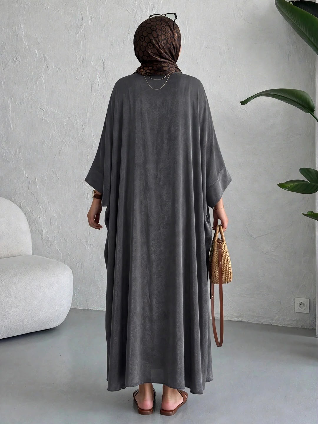 AREBIAN SIMMER KAFTAN ABAYA | DARK GRAY