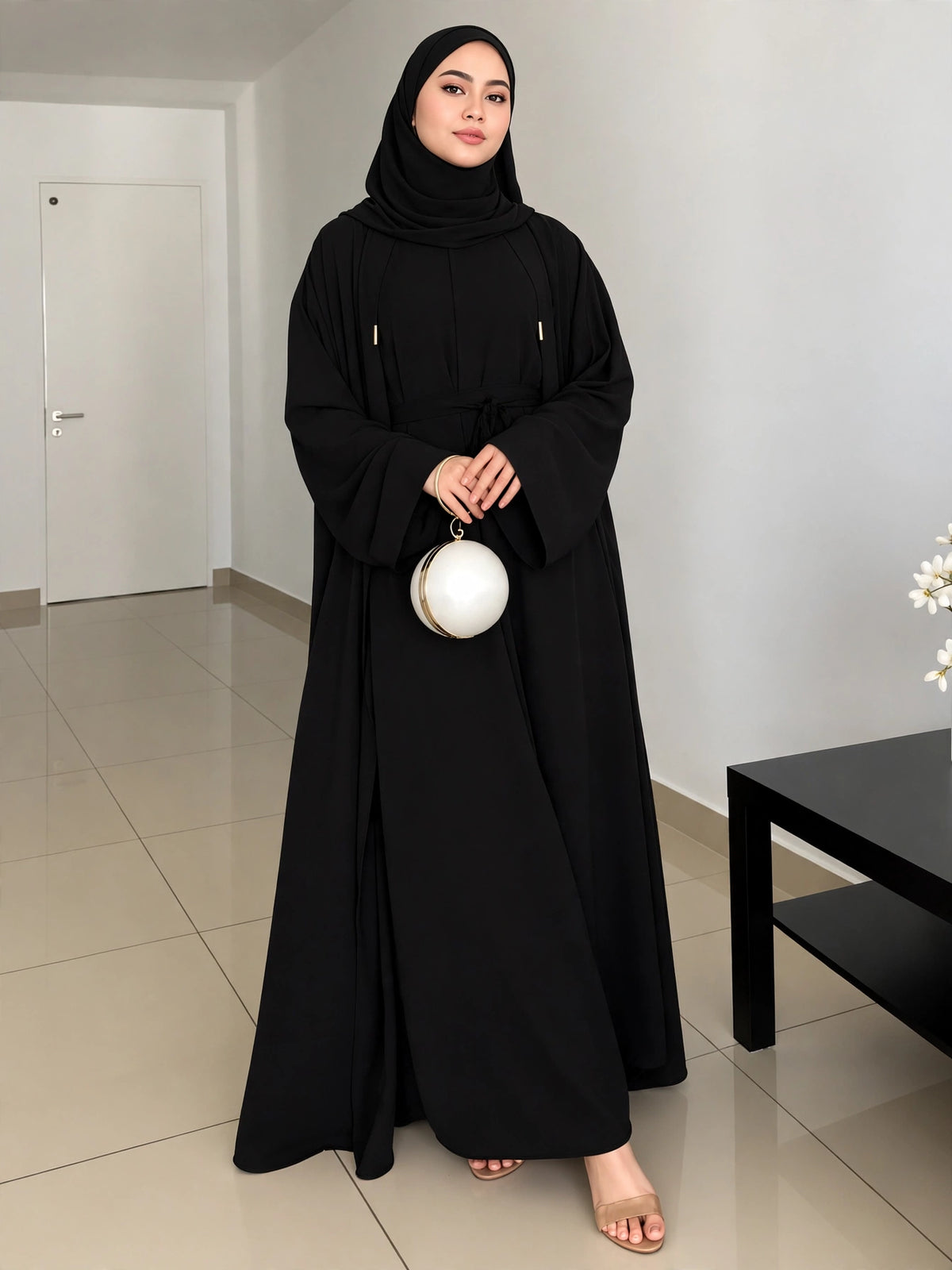 ANAM DOUBLE SHRUG ABAYA | BLACK