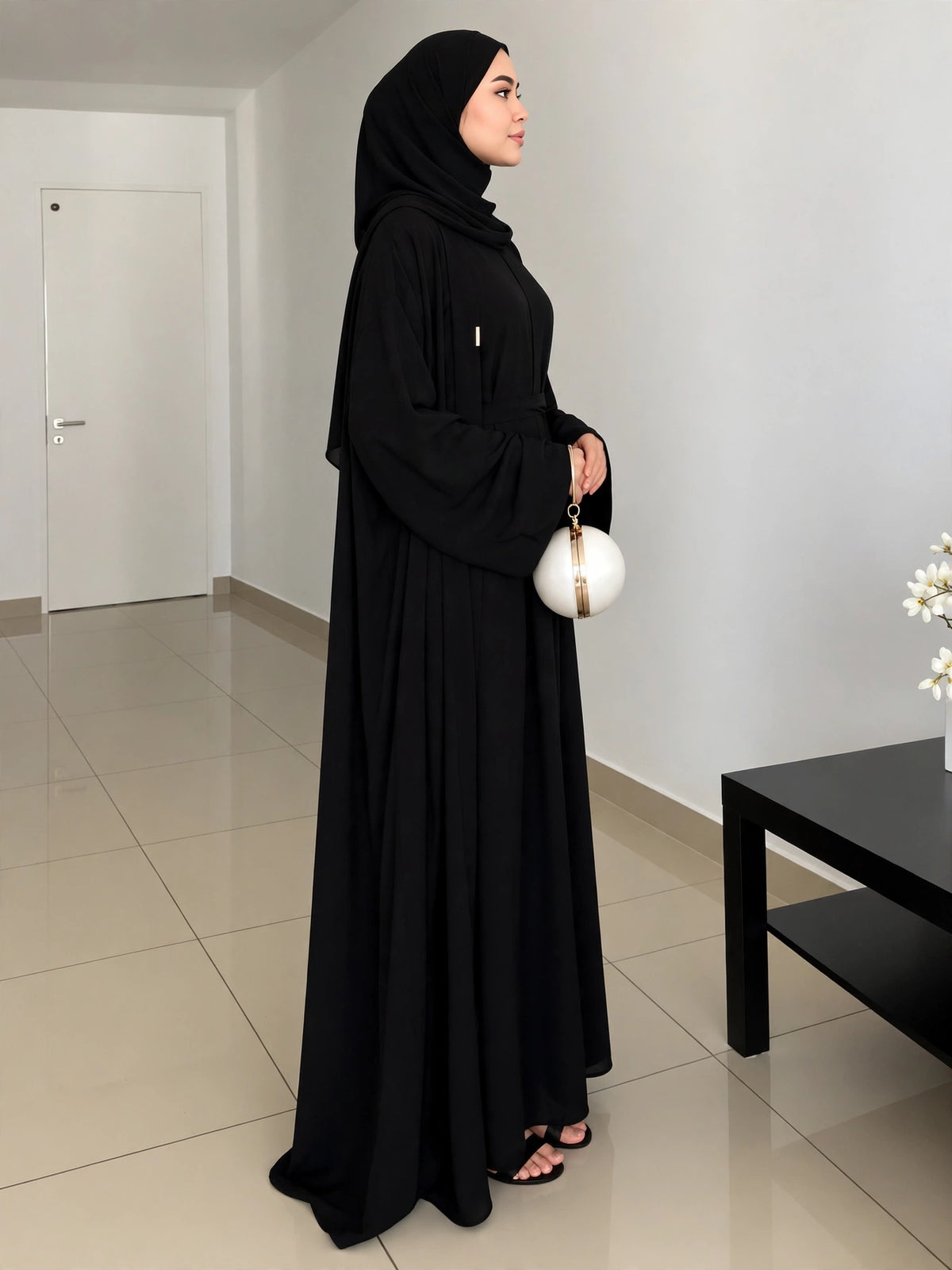 ANAM DOUBLE SHRUG ABAYA | BLACK