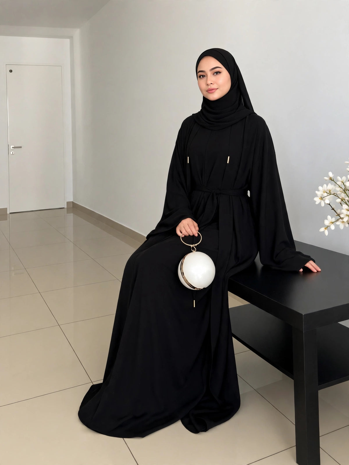 ANAM DOUBLE SHRUG ABAYA | BLACK