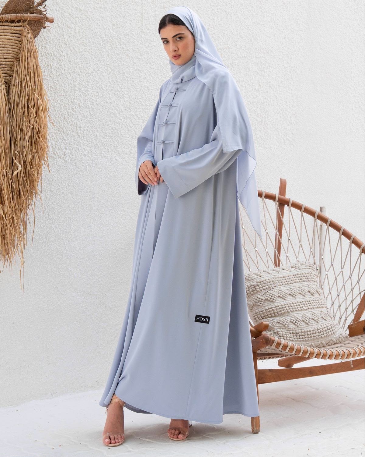 MEHER FRONT OPEN ABAYA | L-GRAY