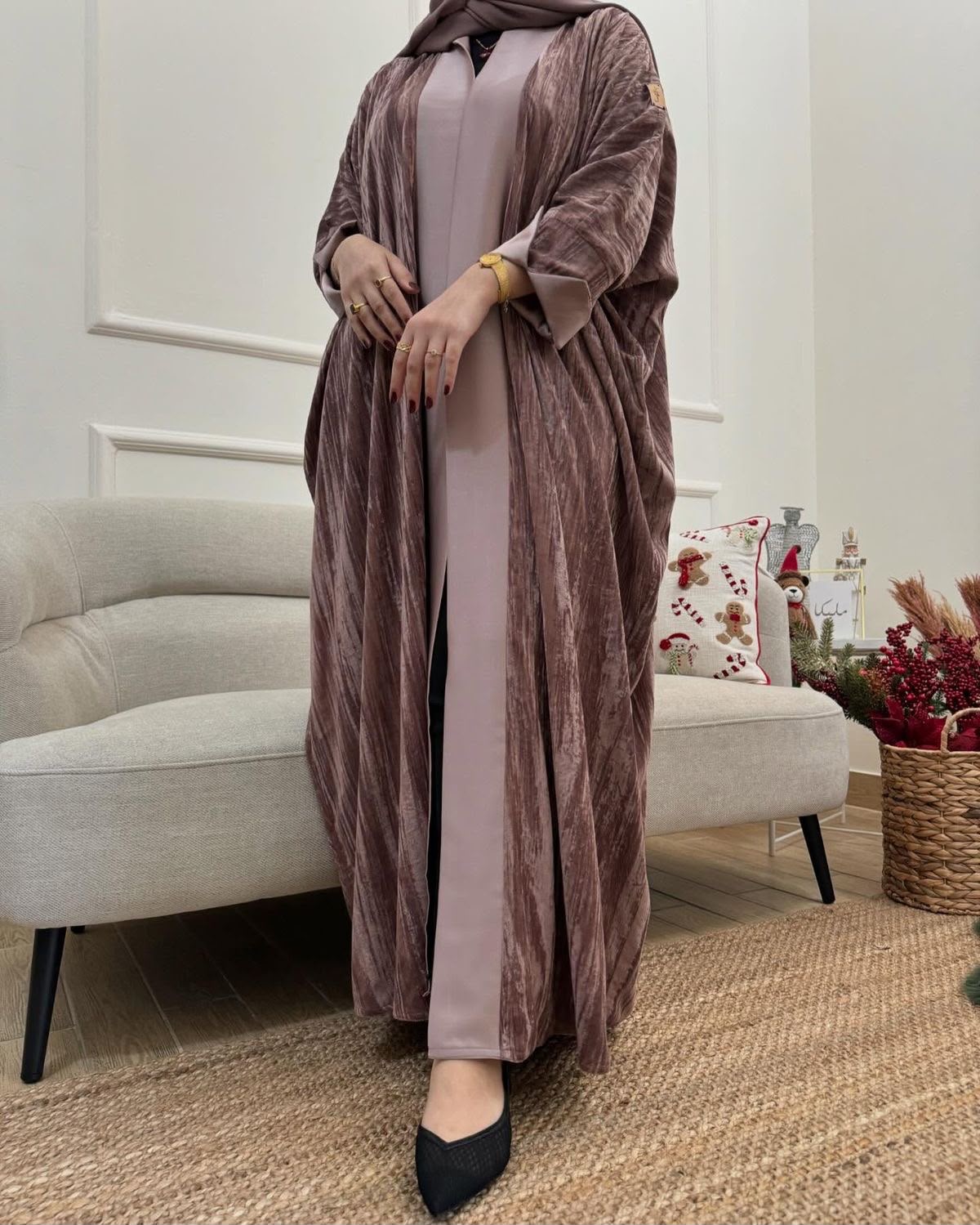SUALEHA FRONT OPEN ABAYA | PINK
