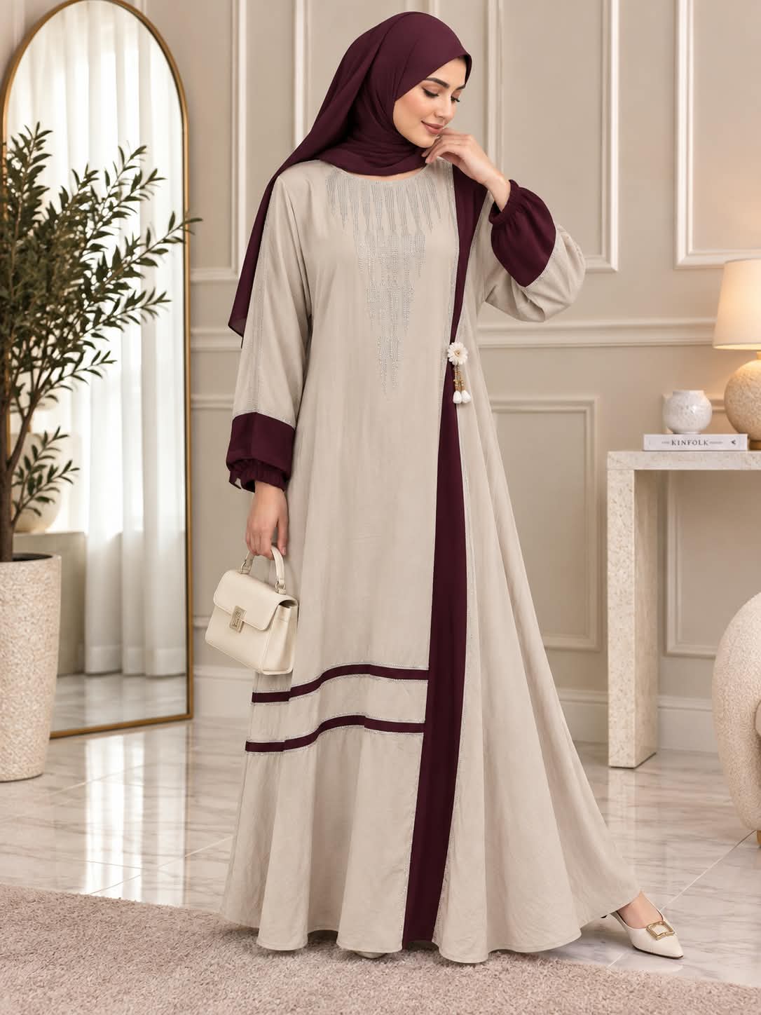 004 - TAZIA FULLY CLOSED ABAYA | NUDE