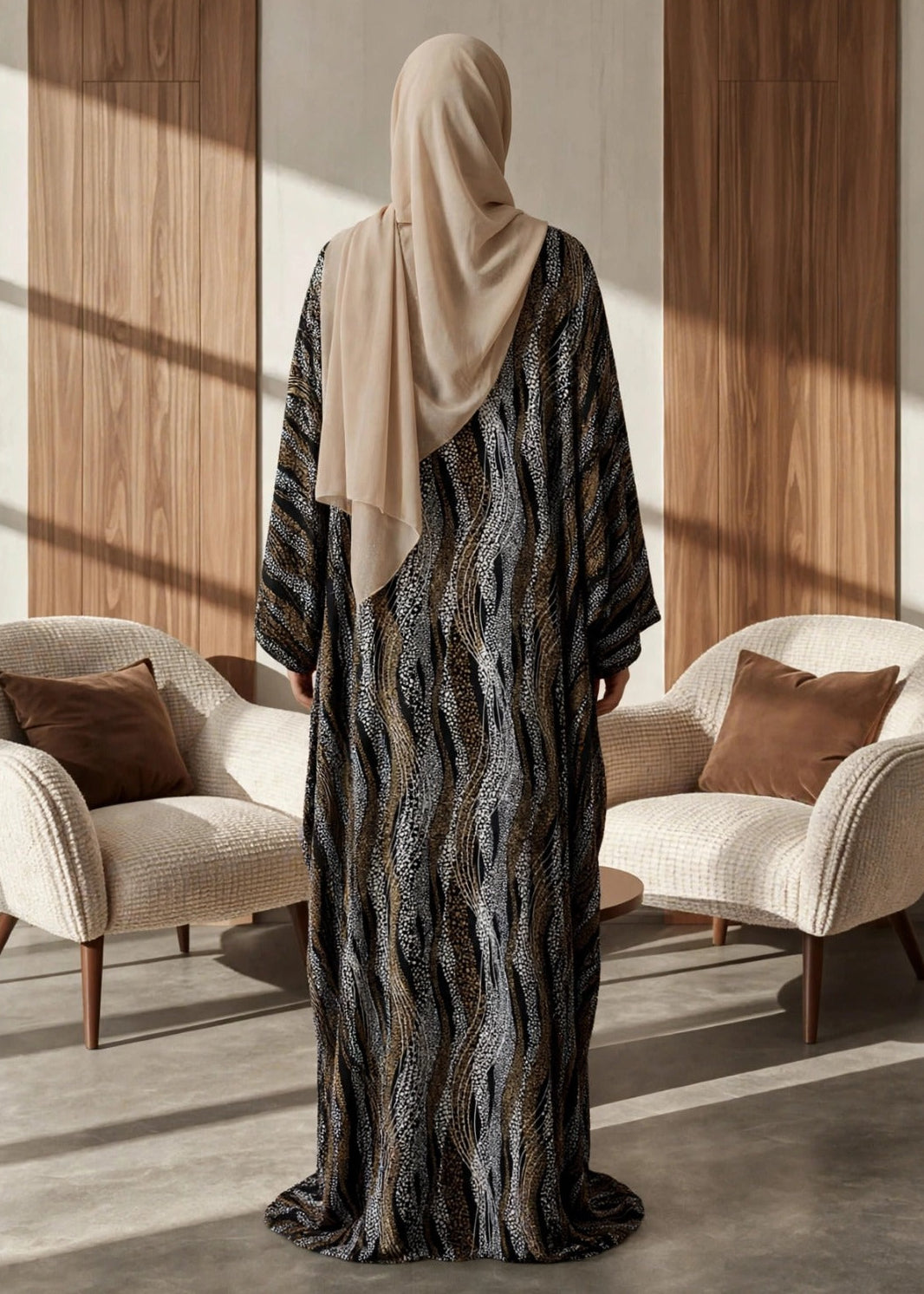 NAMRAH KAFTAN ABAYA | BLACK