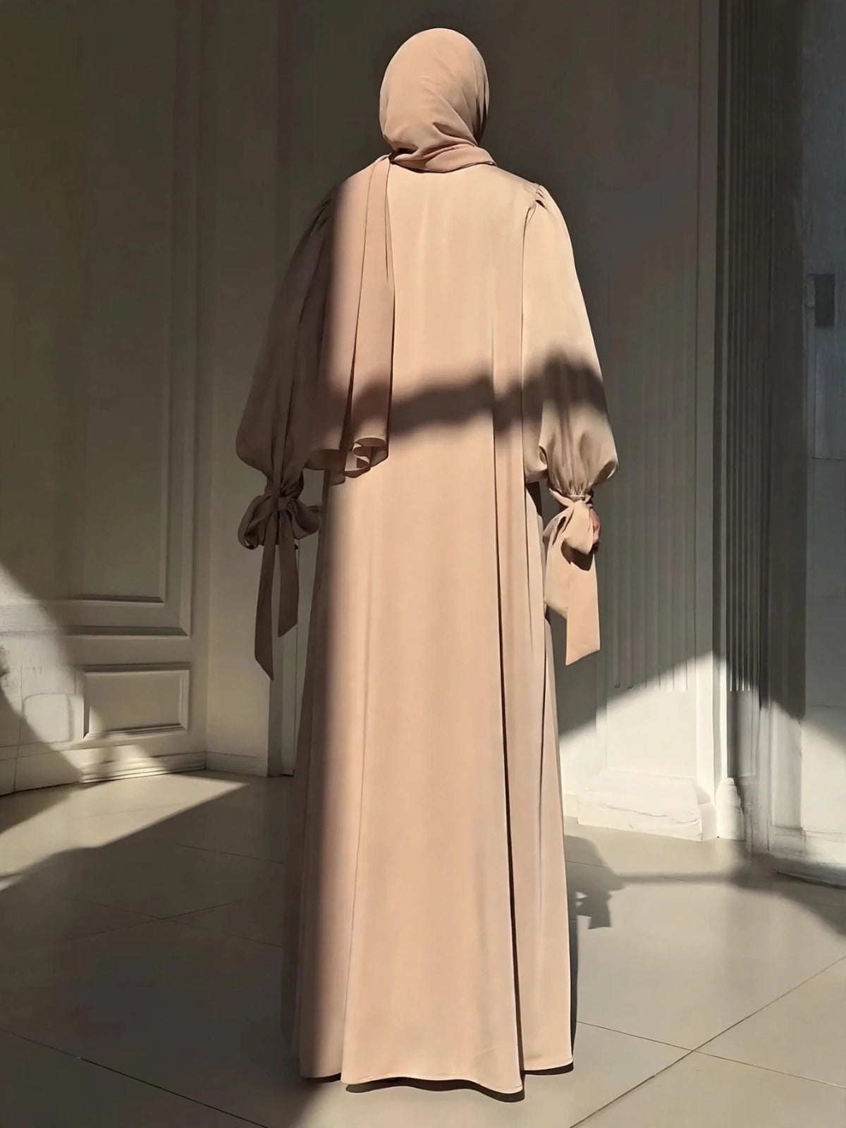 BISMA DOUBLE SHRUG ABAYA | NUDE