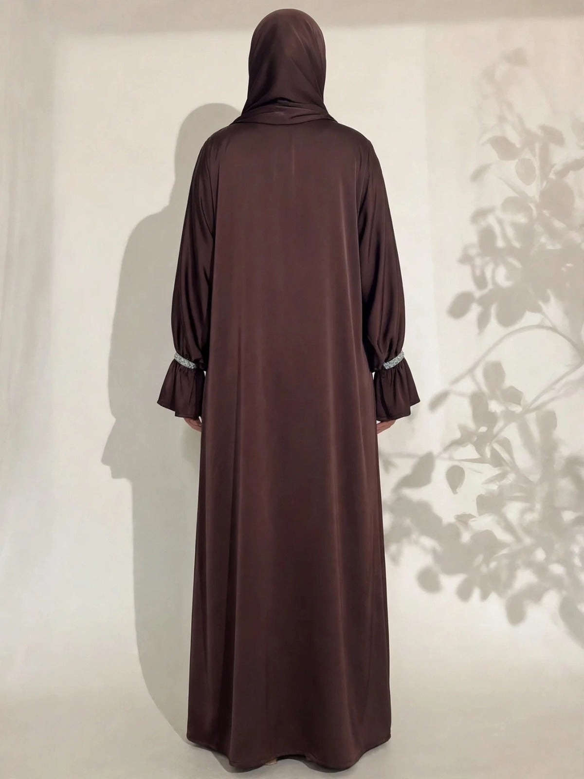 SAHARA DOUBLE SHRUG ABAYA | BROWN