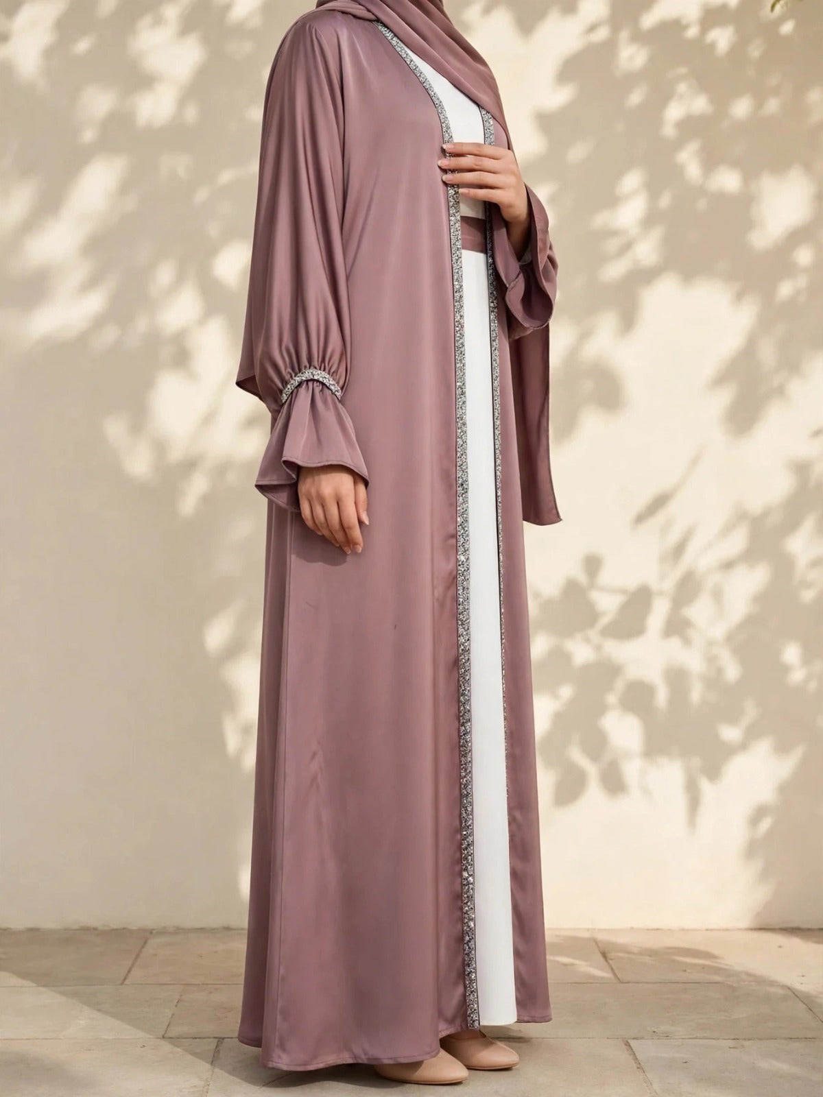 SAHARA DOUBLE SHRUG ABAYA | GHESTNUT LITE