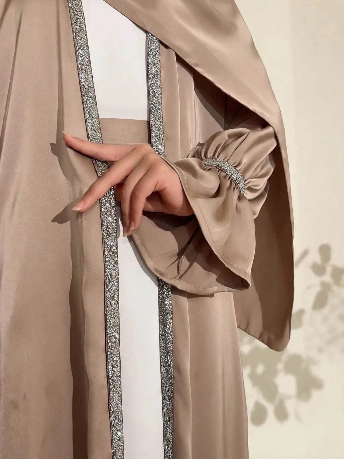 SAHARA DOUBLE SHRUG ABAYA | NUDE