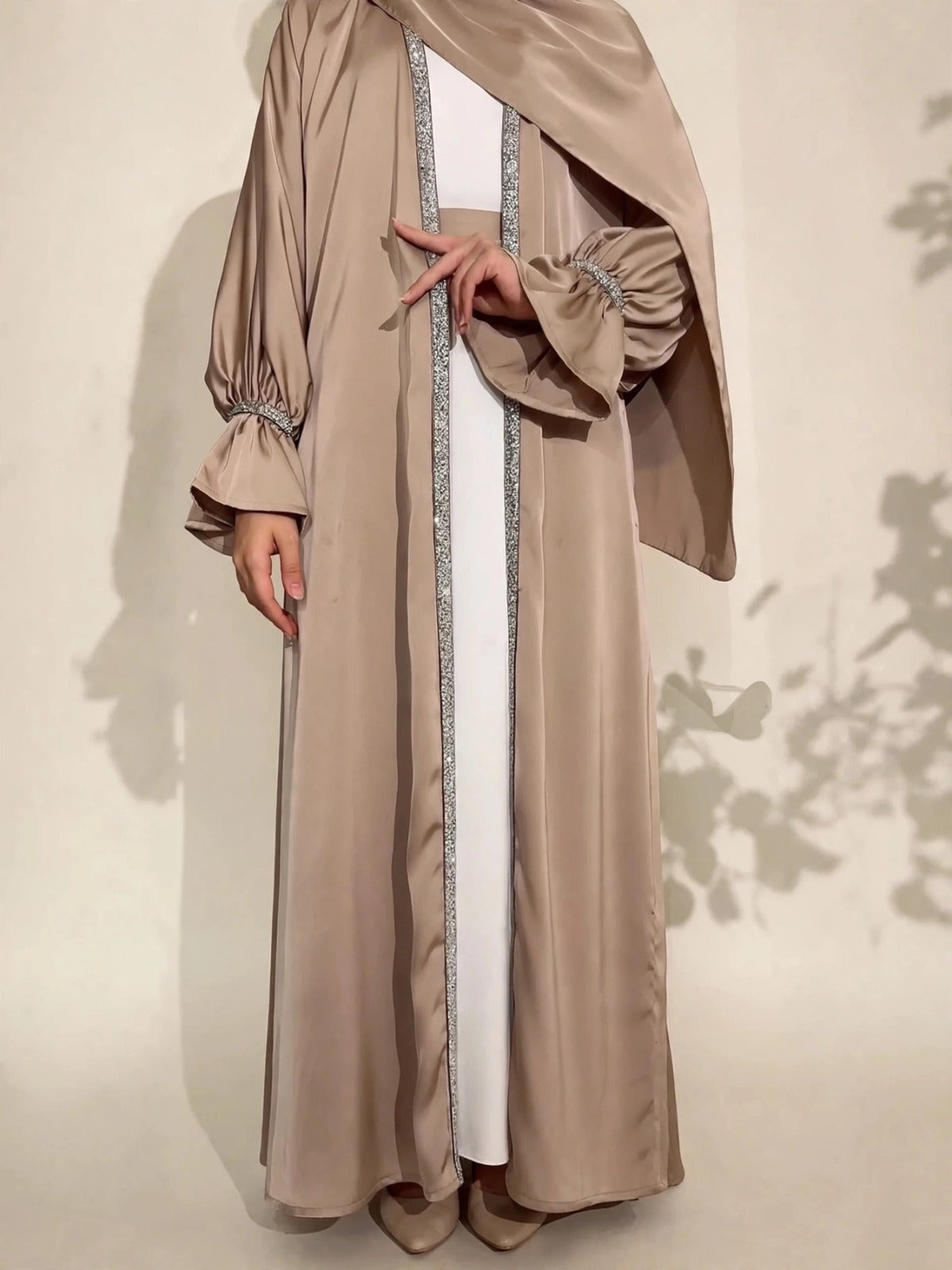 SAHARA DOUBLE SHRUG ABAYA | NUDE