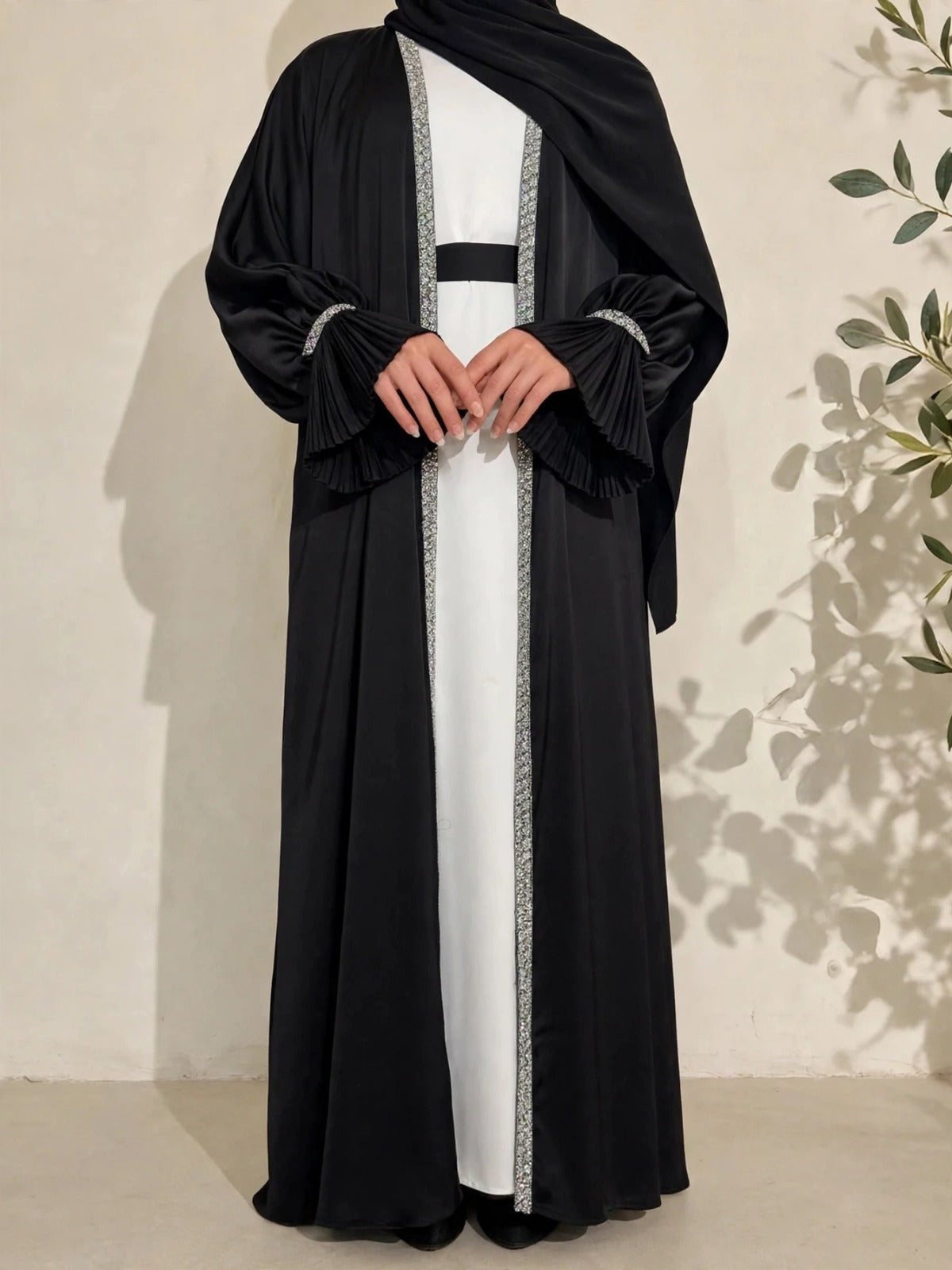 SAHARA DOUBLE SHRUG ABAYA | BLACK