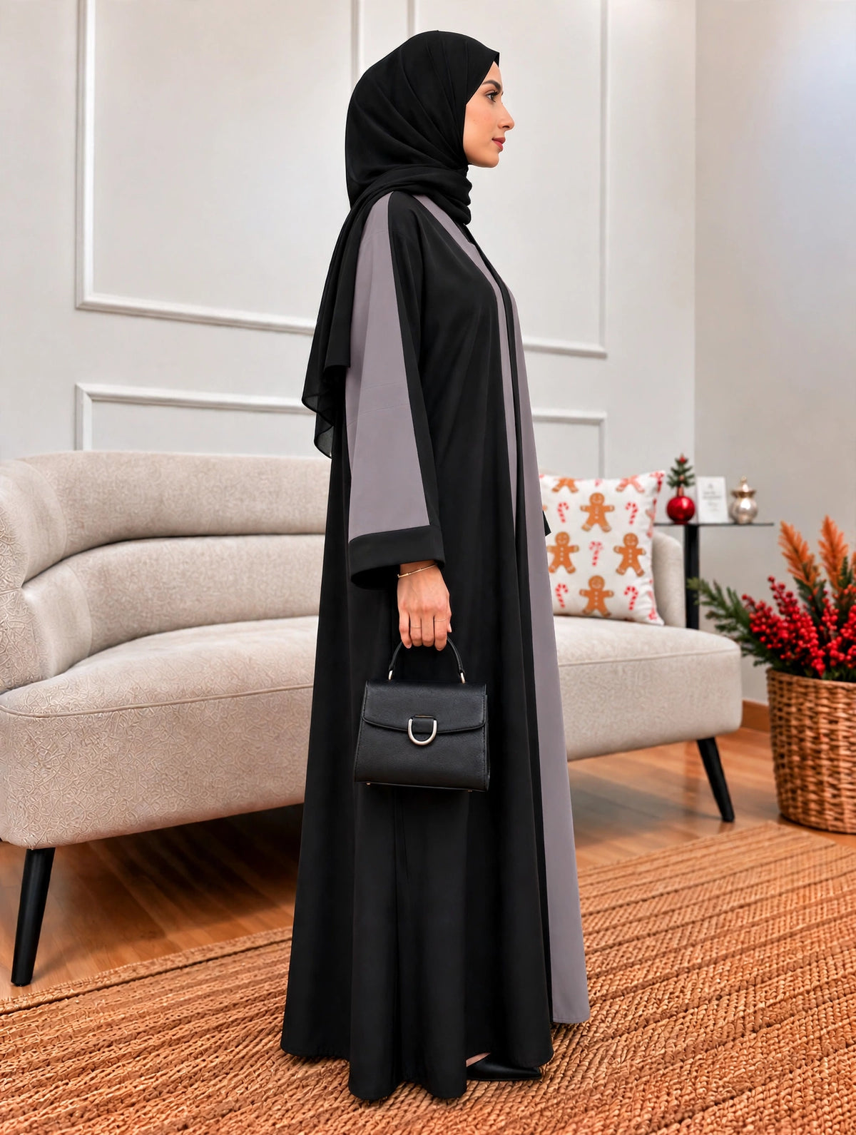 REEBA FULLY CLOSED ABAYA | GRAY
