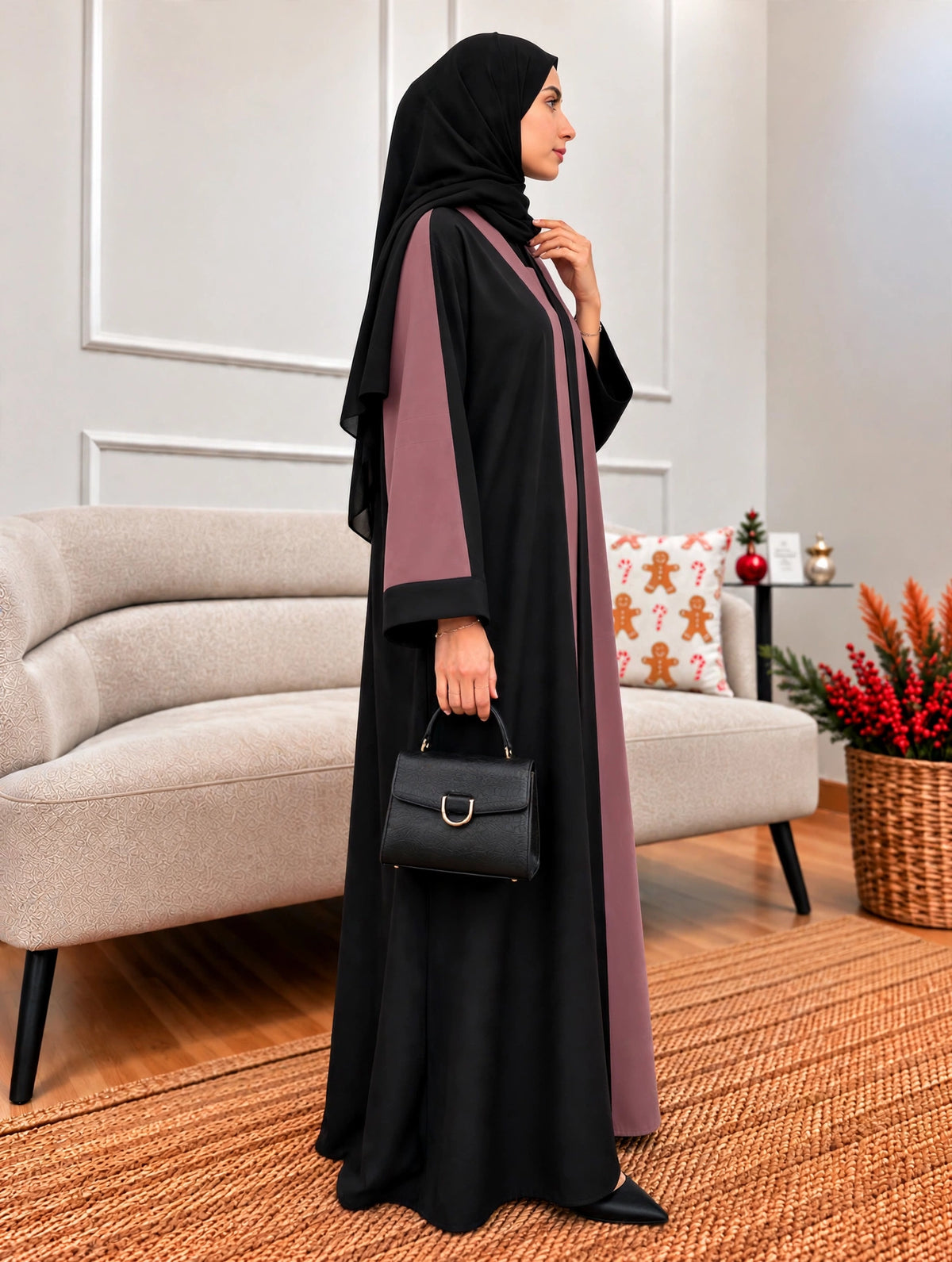 REEBA FULLY CLOSED ABAYA | DUSTY PINK