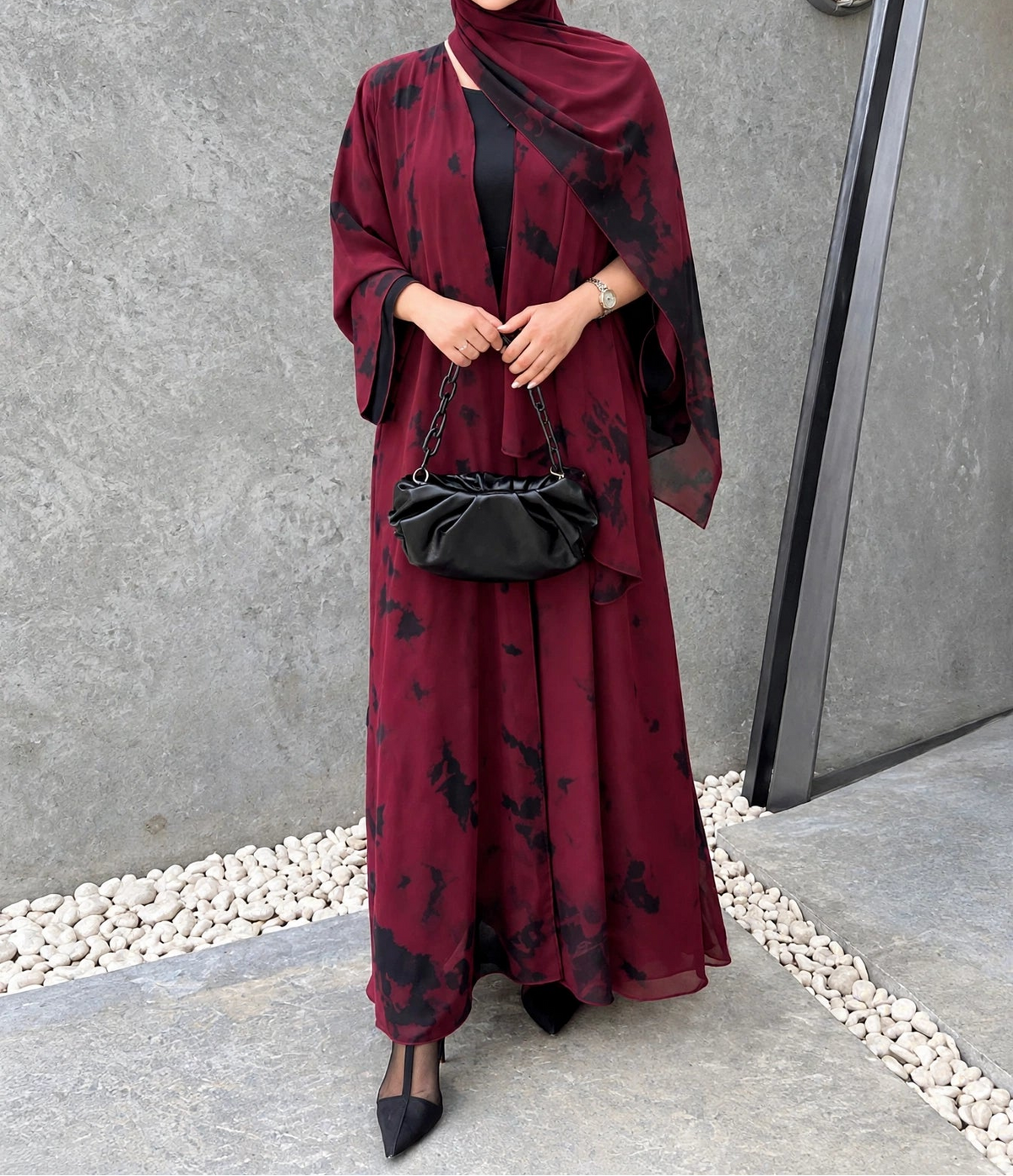 TAI DIE DOUBLE SHRUG ABAYA | RED