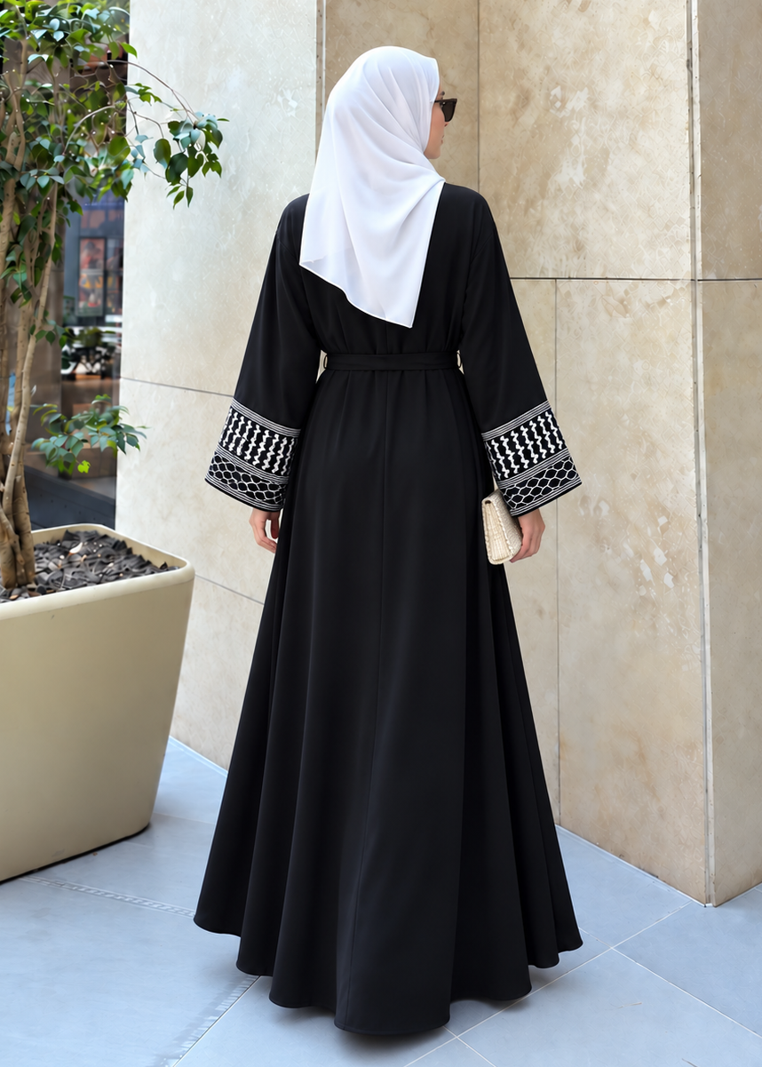 SHAHEEN DOUBLE SHRUG ABAYA | BLACK
