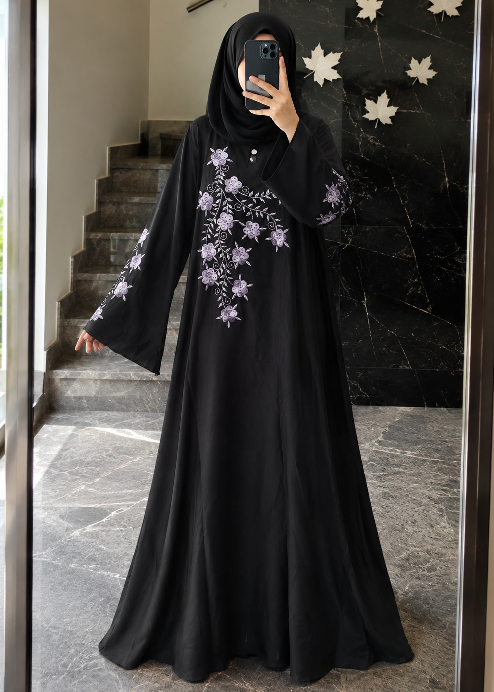 1777 - ZIAH FULLY CLOSED ABAYA | BLACK
