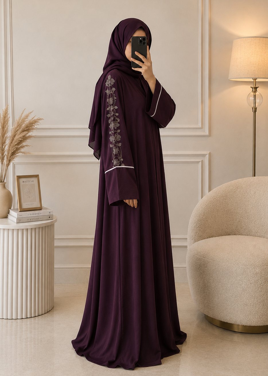 8549 - HANDWORK ABAYA | WINE