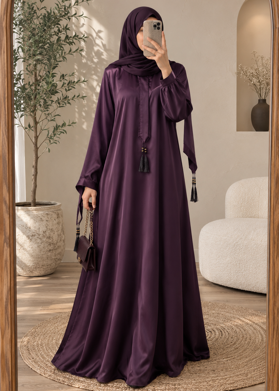 5884 - FULLY CLOSED ABAYA | PURPLE