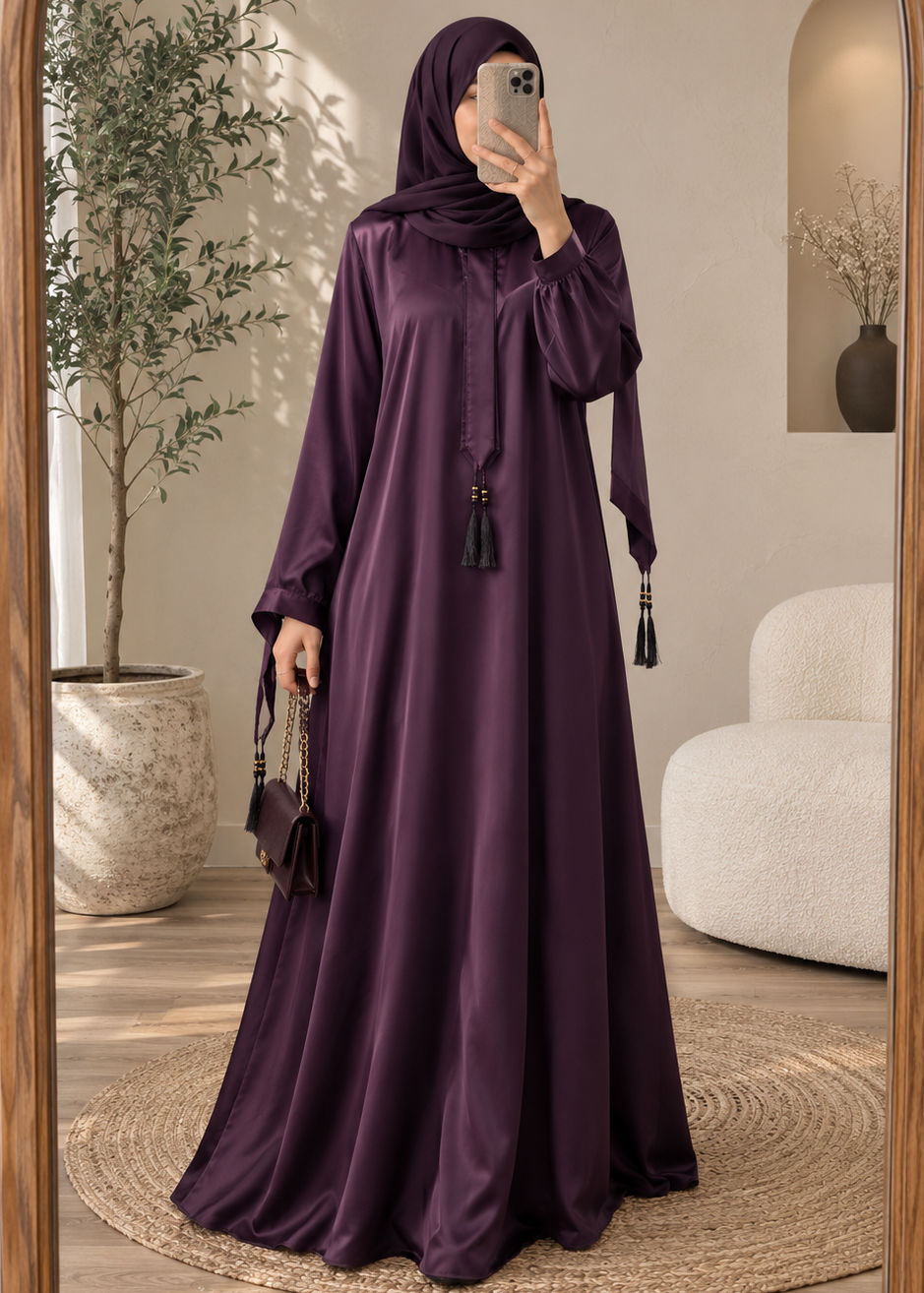 5884 - FULLY CLOSED ABAYA | PURPLE