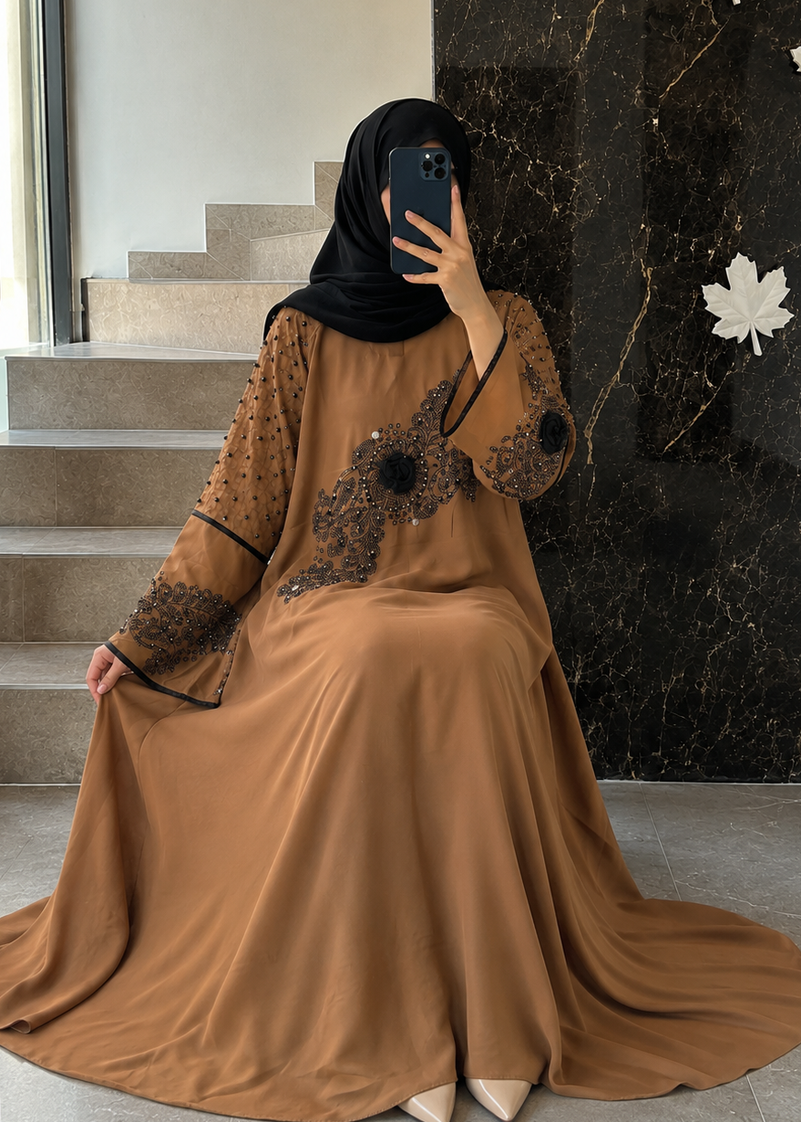 5639 - HANDWORK ABAYA | ORNG