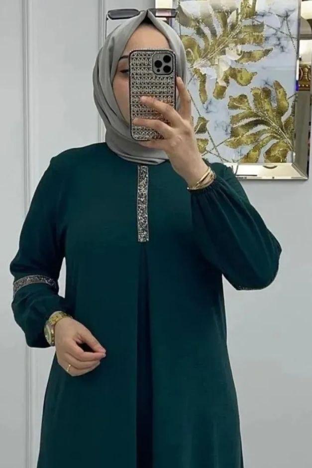 6001 - AASH BASIC ABAYA | FLOW TEAL