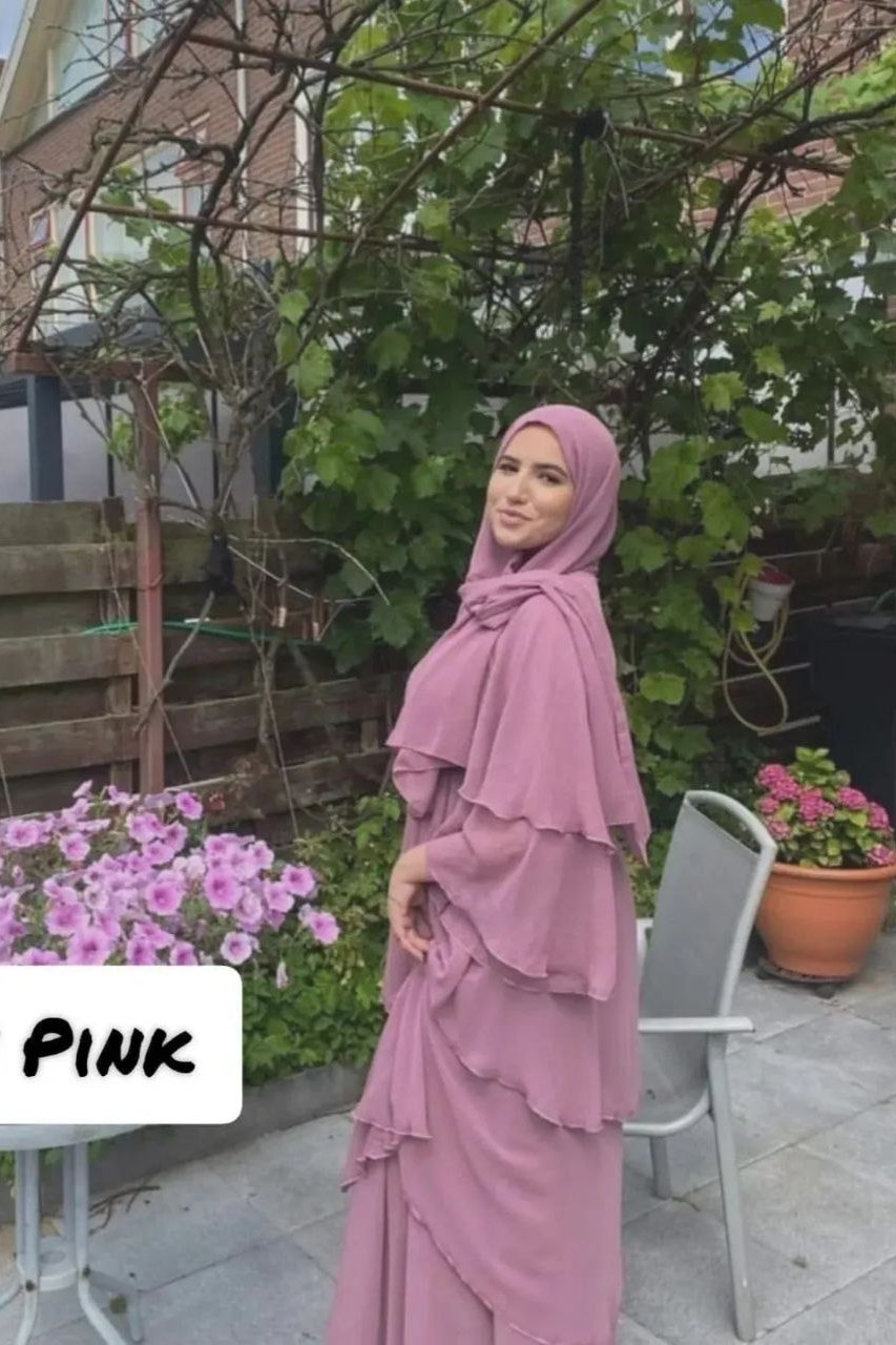 THREE LAYERED DEMANDED ABAYA | DUSTY PINK
