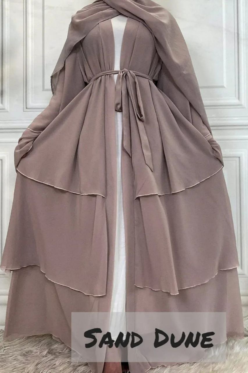 THREE LAYERED DEMANDED ABAYA | SAND DUNE