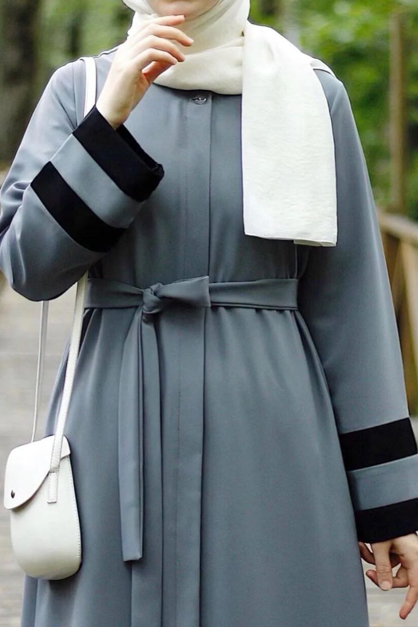 HAIMA FRONT OPEN ABAYA | GRAY