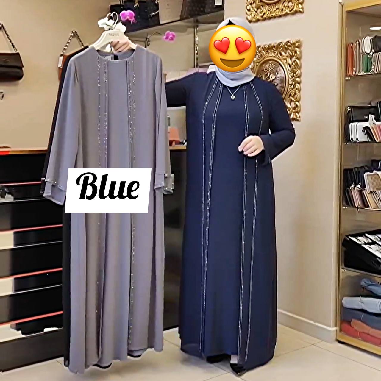 SHEHNAZ DOUBLE SHRUG ABAYA | BRIDLE BLUE