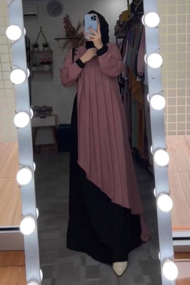 IQRA PLATES WORK ABAYA | PINK
