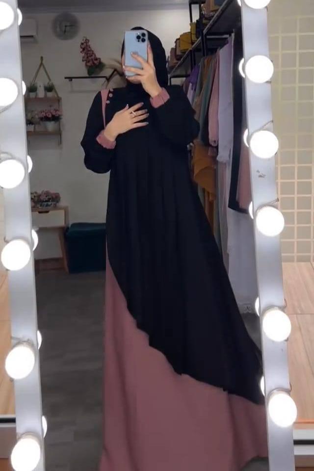 IQRA PLATES WORK ABAYA | BLACK