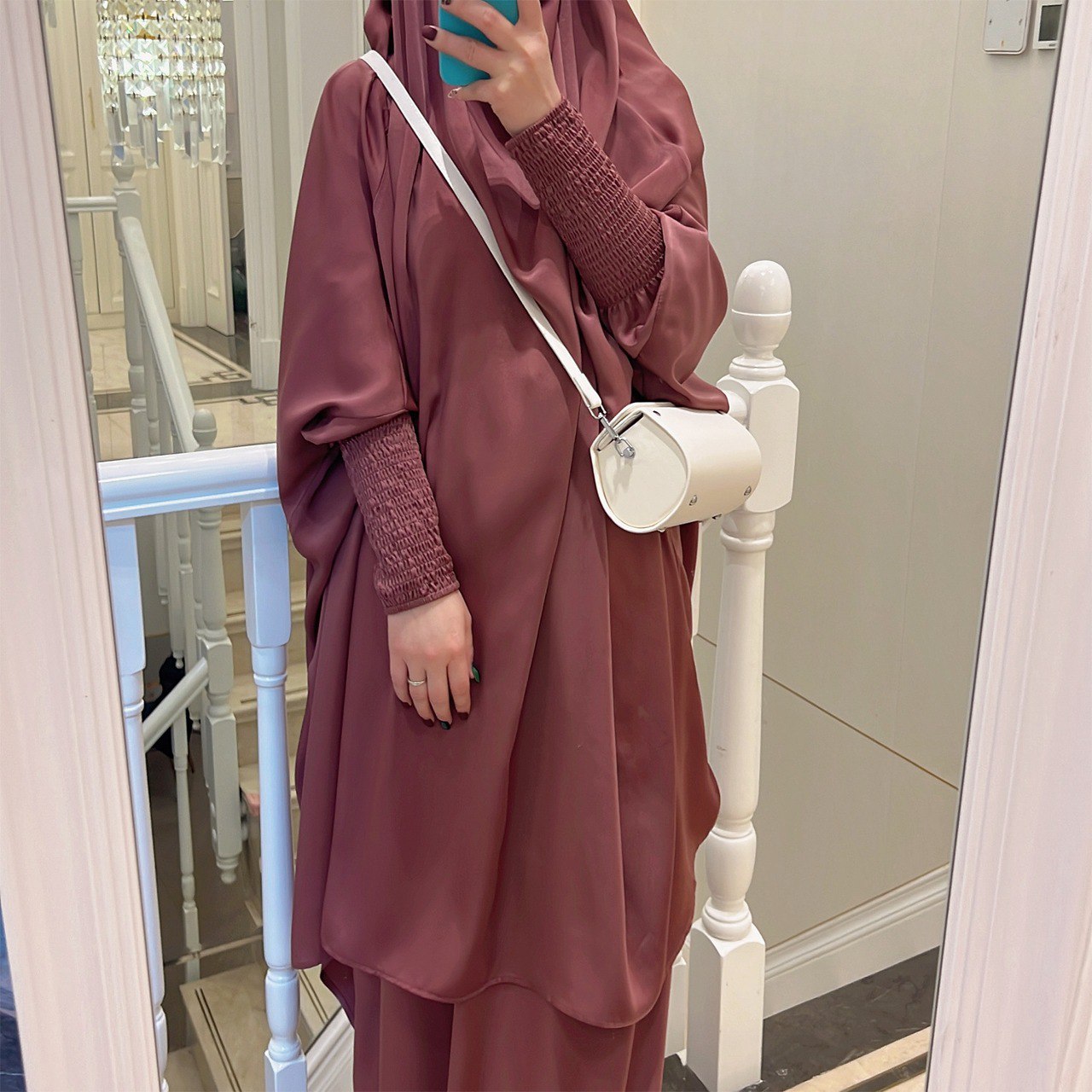 2 piece Jilbab with Skirt Best of Daily Wear - ( DARK FLAMINGO )