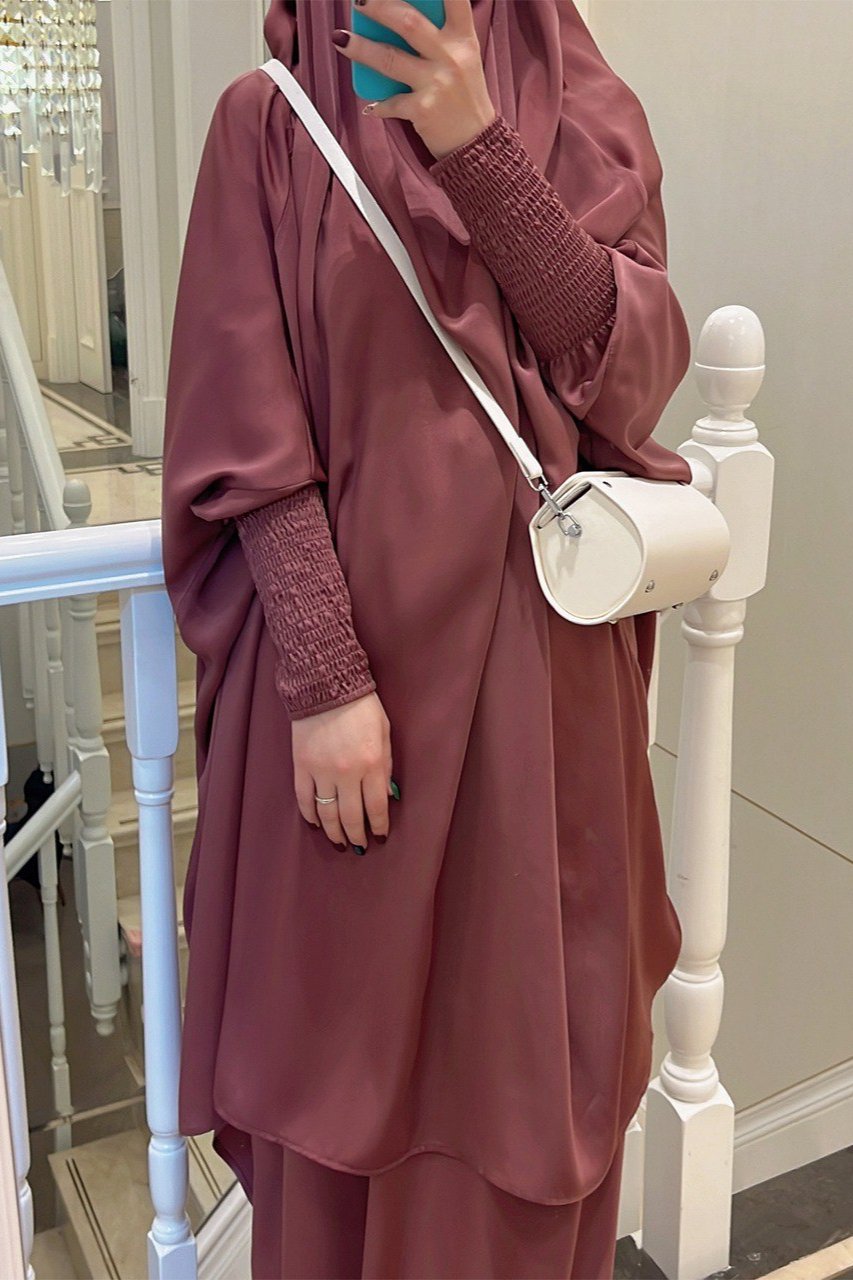 2 piece Jilbab with Skirt Best of Daily Wear - ( DARK FLAMINGO )